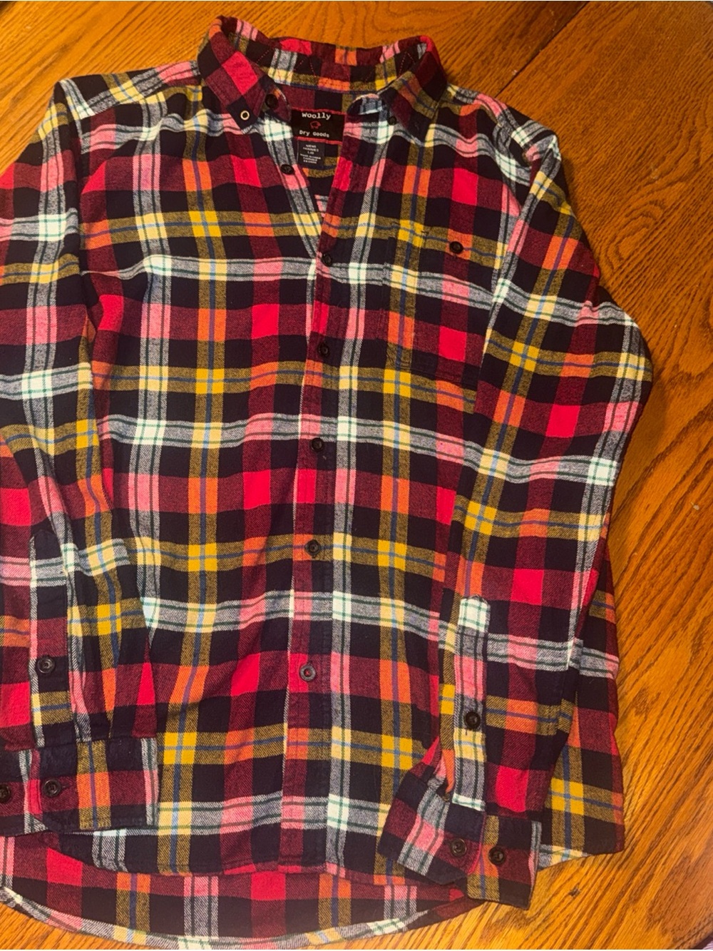 Dry Goods Red, Yellow & Black Plaid Button-Down Shirt